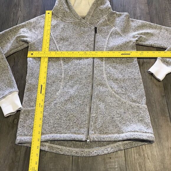 Zella Womens Gray Sweater Knit Asymmetrical ZIp Hooded Jacket Athleisure Small - Picture 10 of 12